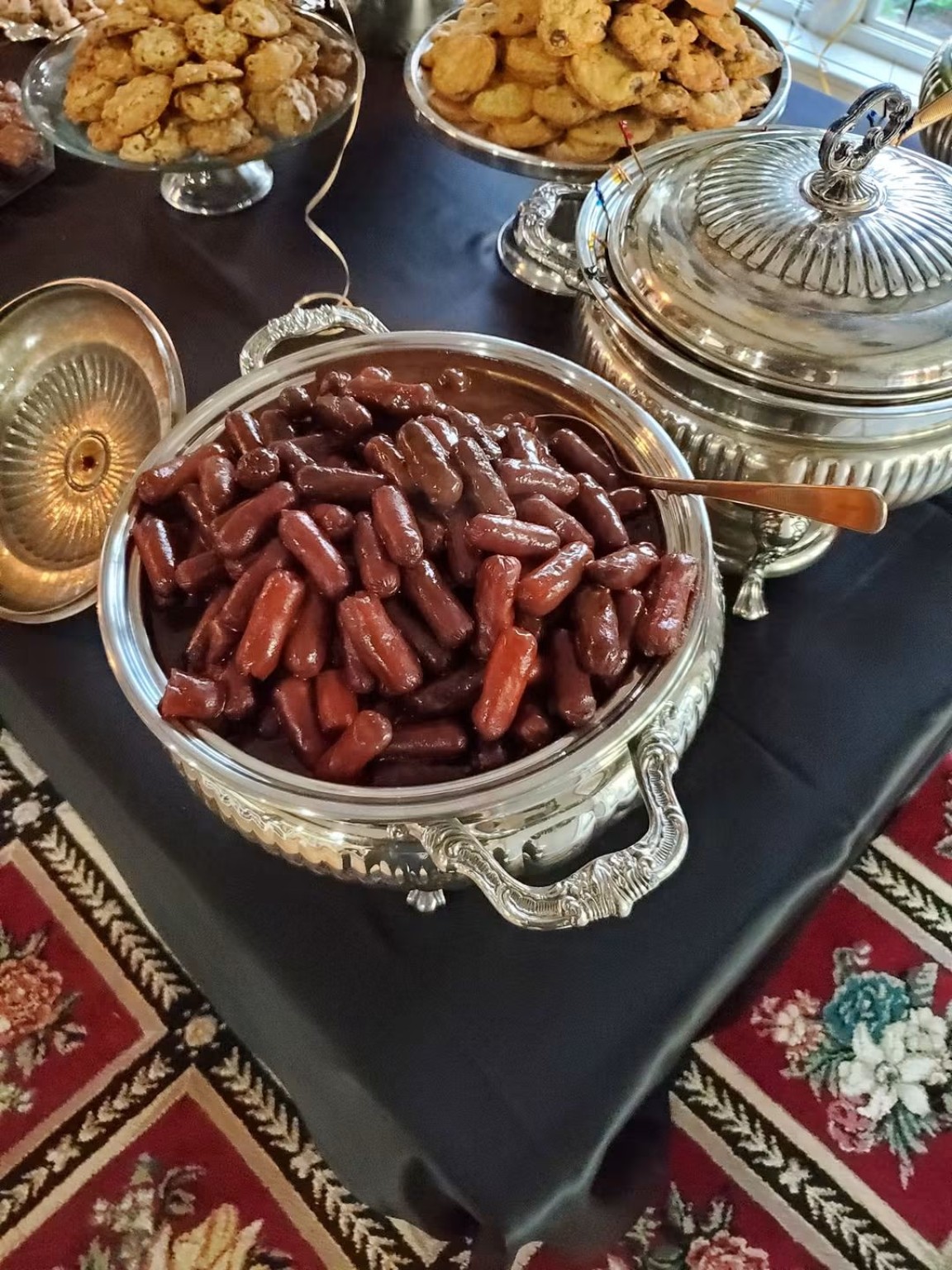 Prepared savory food arranged for service