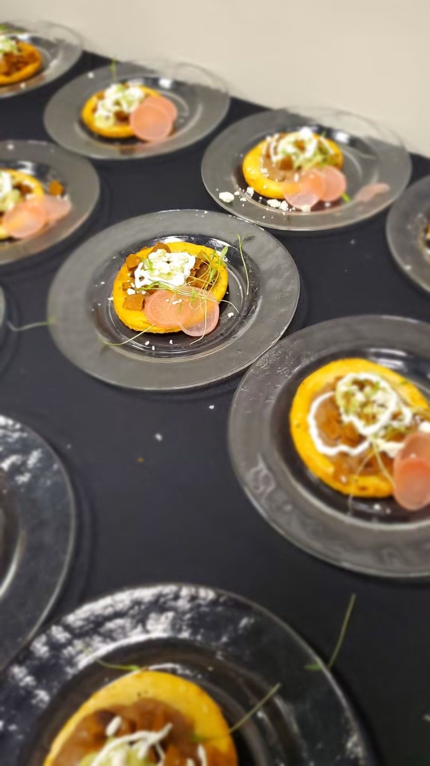 Plated dessert with citrus garnish