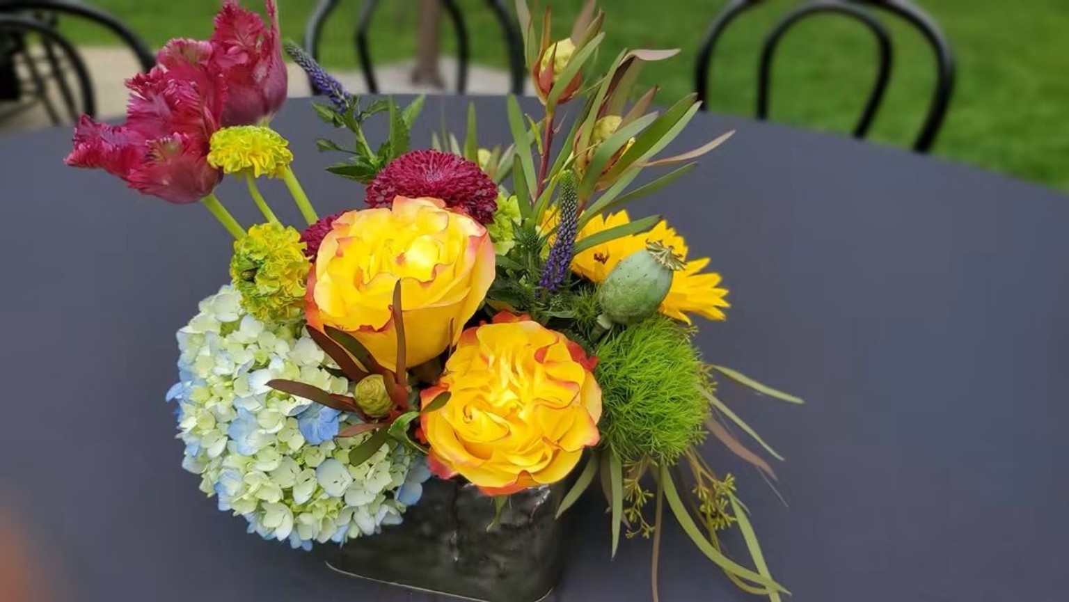 Colorful seasonal flower arrangement