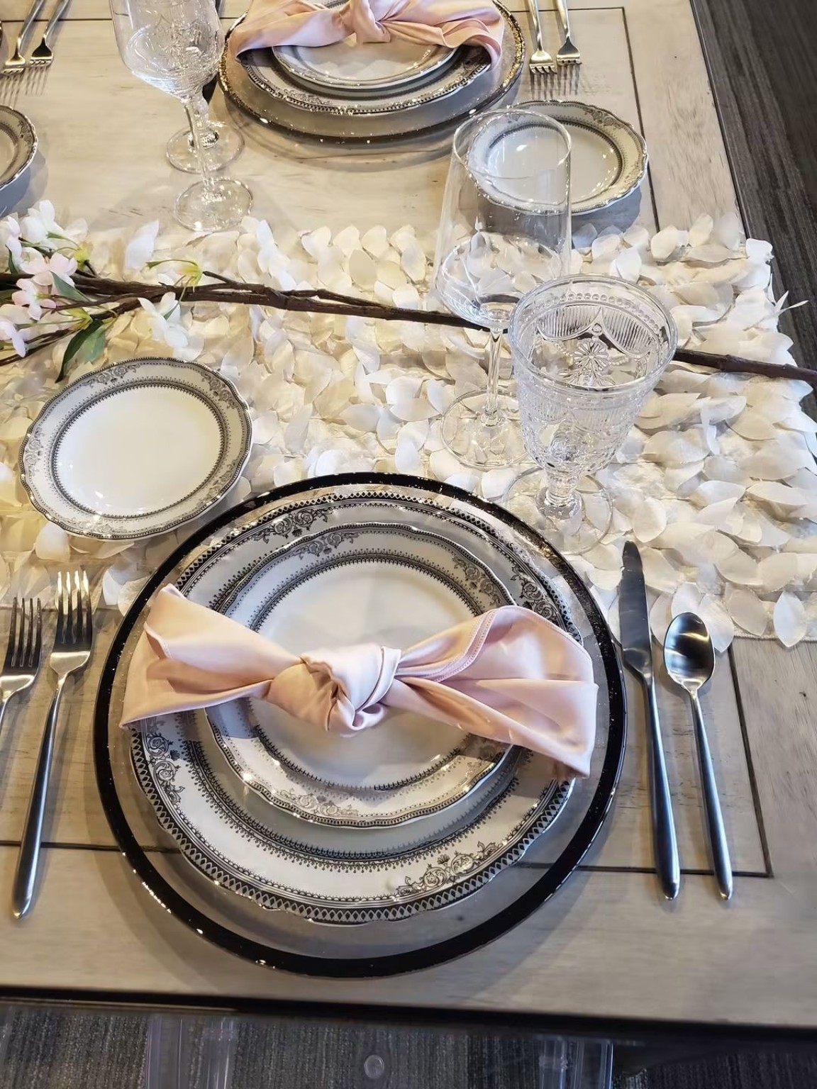 Neutral place setting with folded napkin