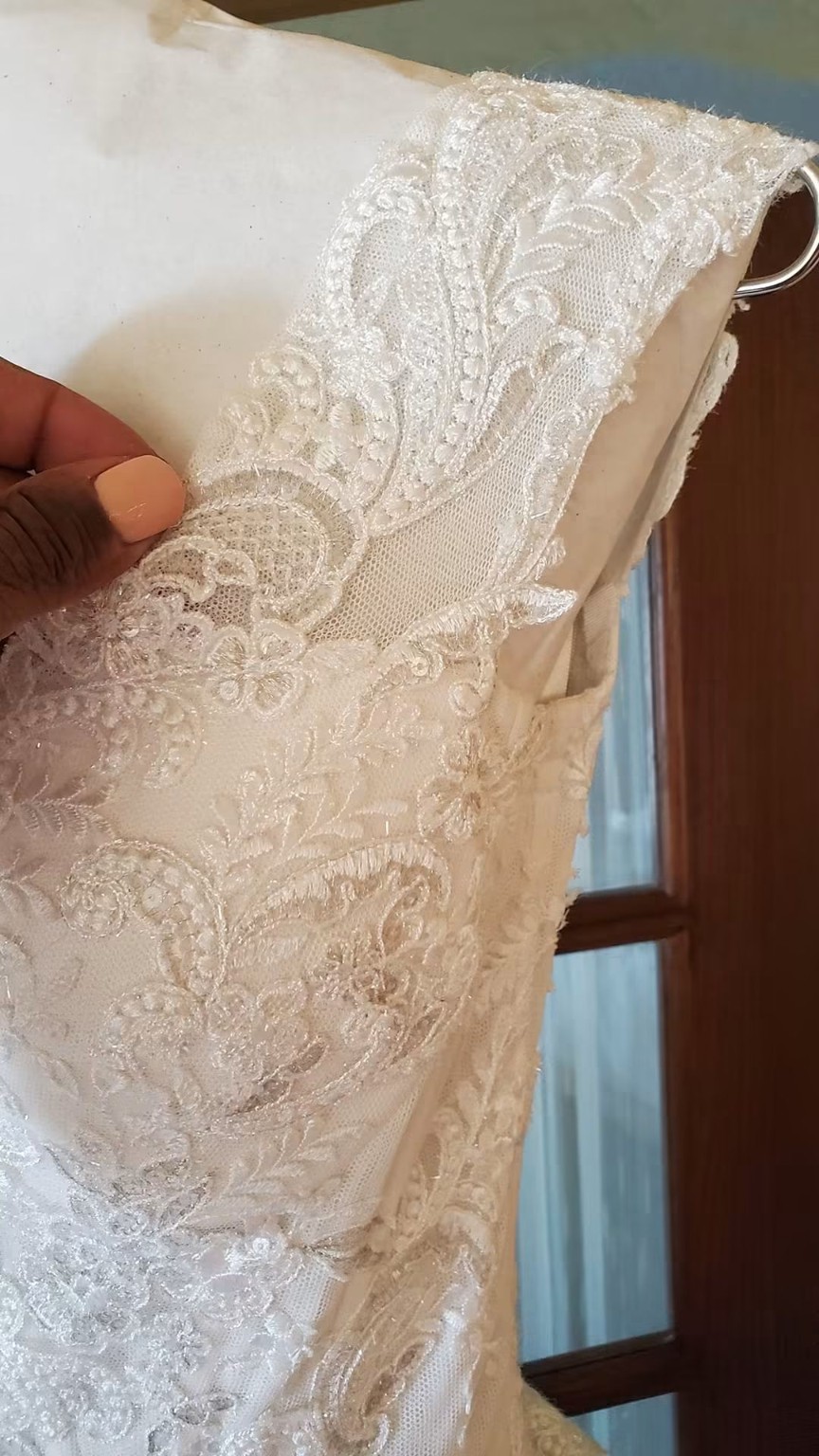 Close wedding dress fabric detail