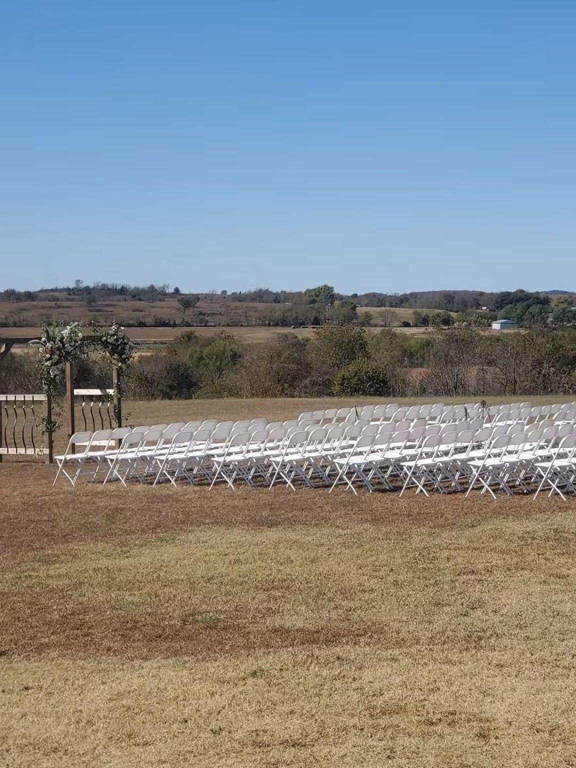 Outdoor ceremony seating prepared for an event